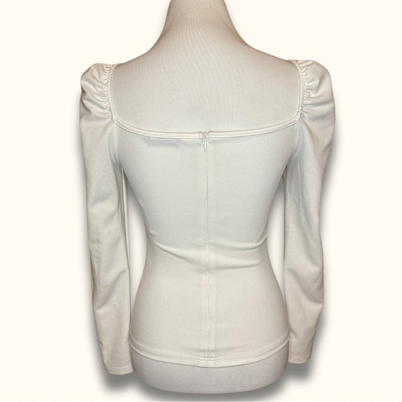 SHEIN Pure White Puff Shoulder Wrap Around Blouse (size XS) - Picture 2 of 2